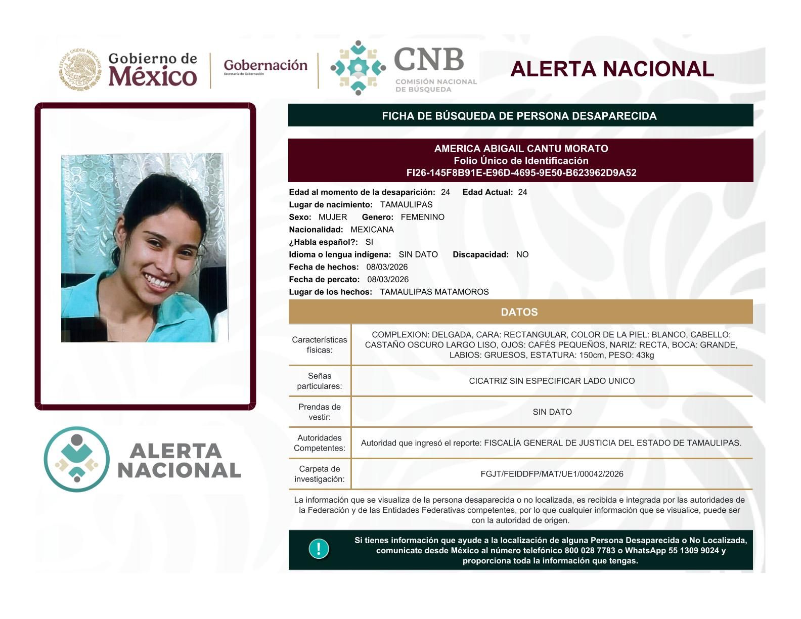 
    
        AMERICA ABIGAIL CANTU MORATO
    
    