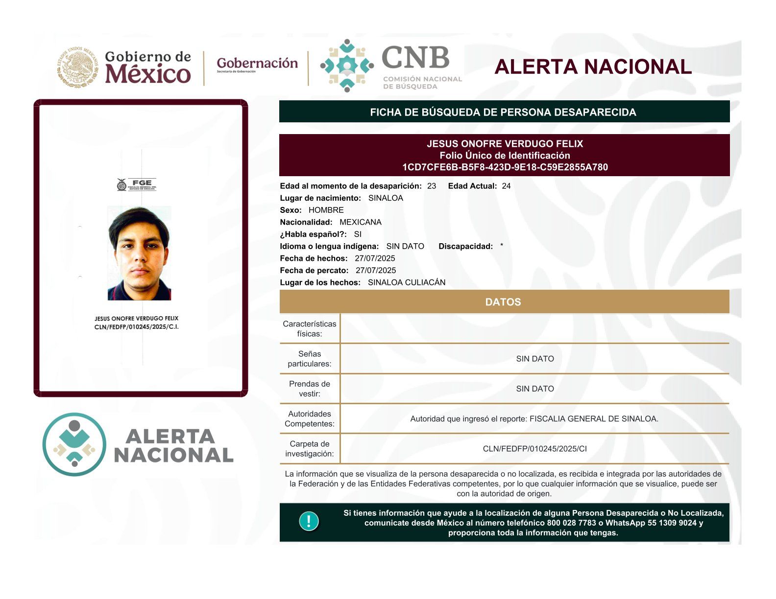 
    
        JESUS ONOFRE VERDUGO FELIX
    
    
