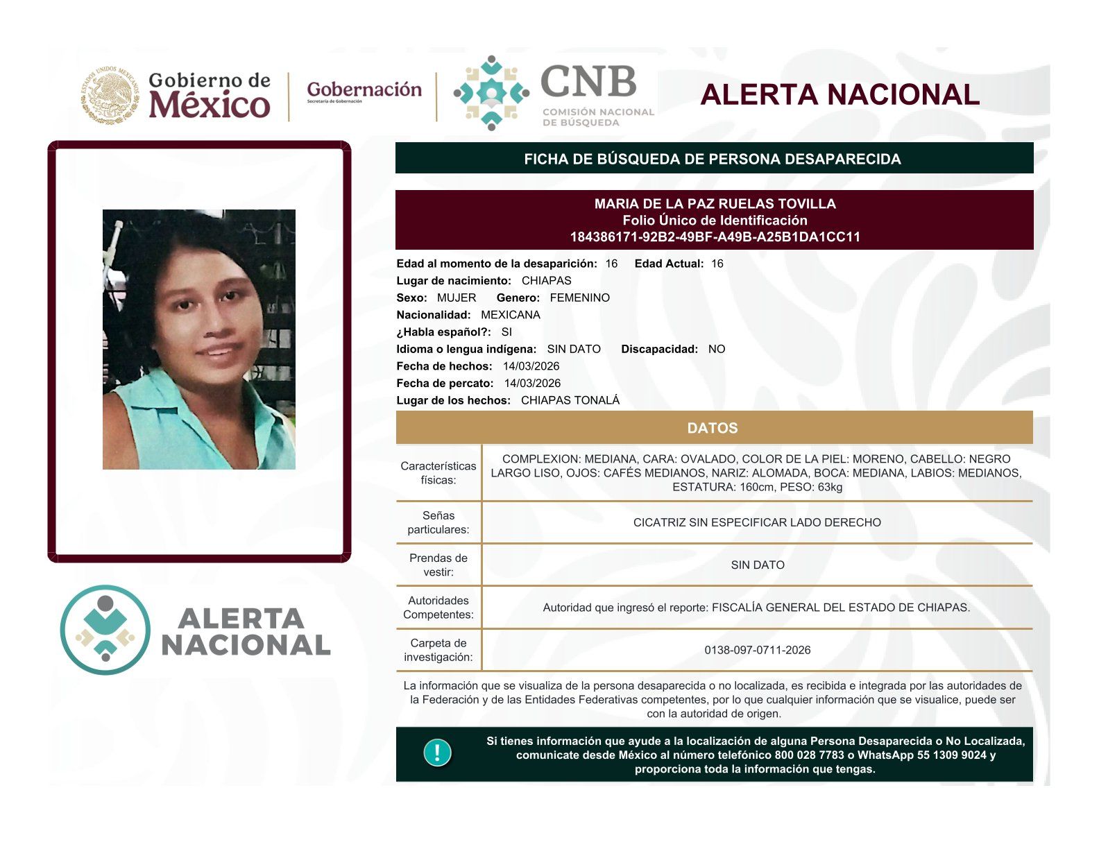 
    
        MARIA DE LA PAZ RUELAS TOVILLA
    
    
