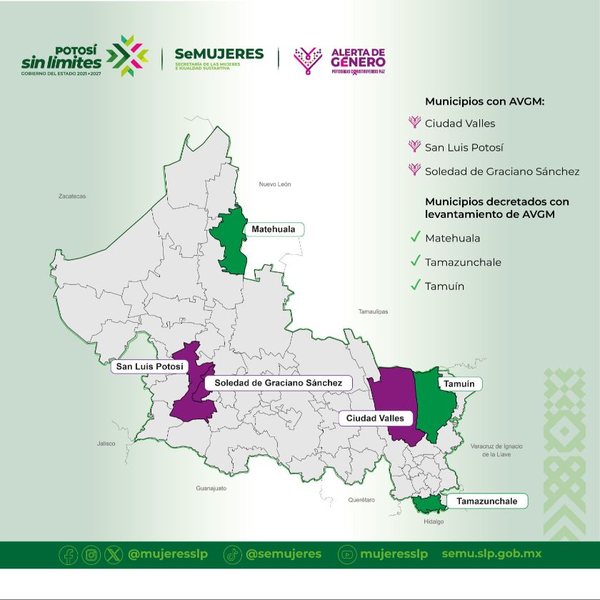 Municipios con Alerta de Violencia de Género en San Luis Potosí