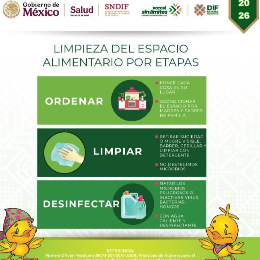 Infografía de Limpieza del Espacio Alimentario por Etapas